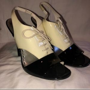 BCBG Cream and Black Tuxedo shoes